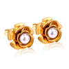 Earring Fashion Jewelry Gold/Silver Color Charm Rose Flower Shape Imitation Pearl Stud Earring For Women/Girl Bijoux