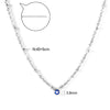 LUXUSTEEL Evil Eye Necklace Collar Inoxidable Round Blue Eye Pendant Necklace Collier Female Silver Color 45cm+5cm Beaded Chains