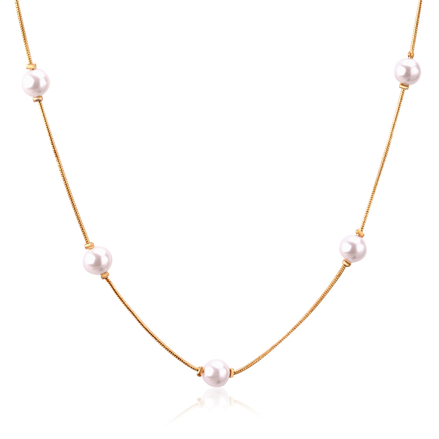 Gold/Silver Snake Chain White/Black Imitation Pearl Pendant Necklace Fashion Jewelry For Women/Girl Necklace Collier