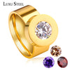 Unique Style Interchangeable Charm Crystal Stone Wedding Rings New Brand Jewelry Stainless Steel Gold Color Rings