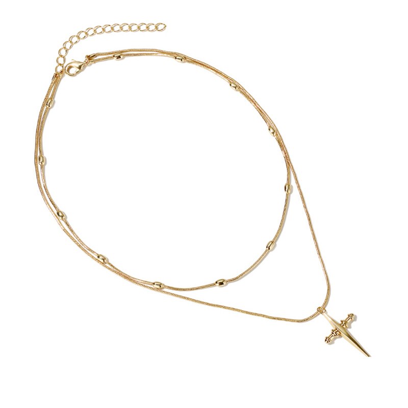 LWONG Gold Color Cross Twisted Chain Choker Necklace Female Hanging Bead Charms Pendant Chokers Necklaces Jewelry Gifts Boho