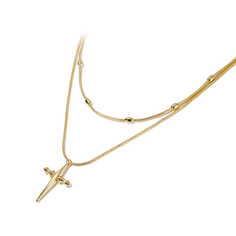 LWONG Gold Color Cross Twisted Chain Choker Necklace Female Hanging Bead Charms Pendant Chokers Necklaces Jewelry Gifts Boho
