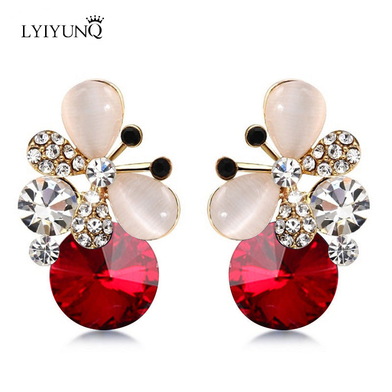 Famous Brand New Fashion Brincos Wedding Jewelry Big Blue Earring Crytal Square Stud Earrings For Women
