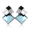 Famous Brand New Fashion Brincos Wedding Jewelry Big Blue Earring Crytal Square Stud Earrings For Women