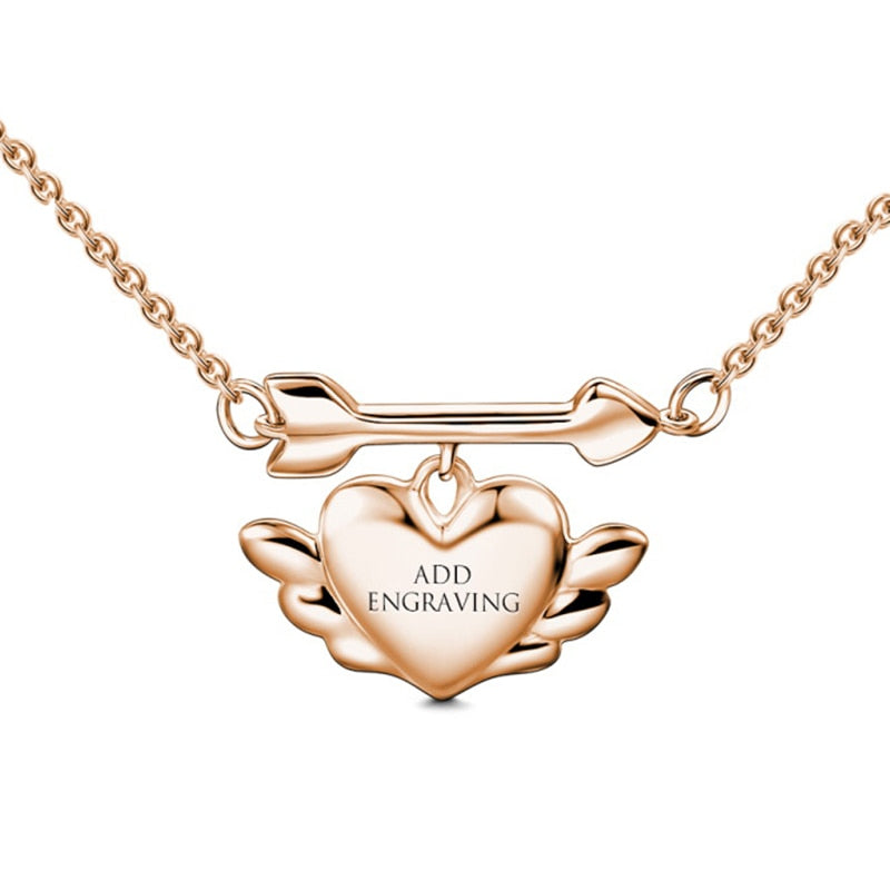LZESHIN Personalized Name Necklace Customize Engraved Rose Gold Color Heart & Arrow Pendant Necklace For Women Jewelry gift