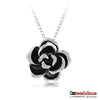 Black Enamel Rose Flower Pendant Necklace Rose Gold/Silver Color Austrian Crystal Necklaces collar flores NL0003
