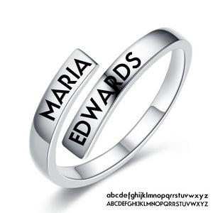 Engraved Name Couple Ring 925 Sterling Silver Gold Color Simple Open Finger Ring For Lovers Anniversary Jewelry Gift