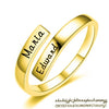 Engraved Name Couple Ring 925 Sterling Silver Gold Color Simple Open Finger Ring For Lovers Anniversary Jewelry Gift