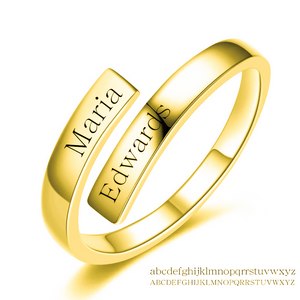 Engraved Name Couple Ring 925 Sterling Silver Gold Color Simple Open Finger Ring For Lovers Anniversary Jewelry Gift