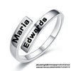 Engraved Name Couple Ring 925 Sterling Silver Gold Color Simple Open Finger Ring For Lovers Anniversary Jewelry Gift