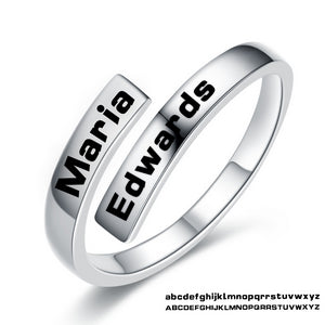 Engraved Name Couple Ring 925 Sterling Silver Gold Color Simple Open Finger Ring For Lovers Anniversary Jewelry Gift
