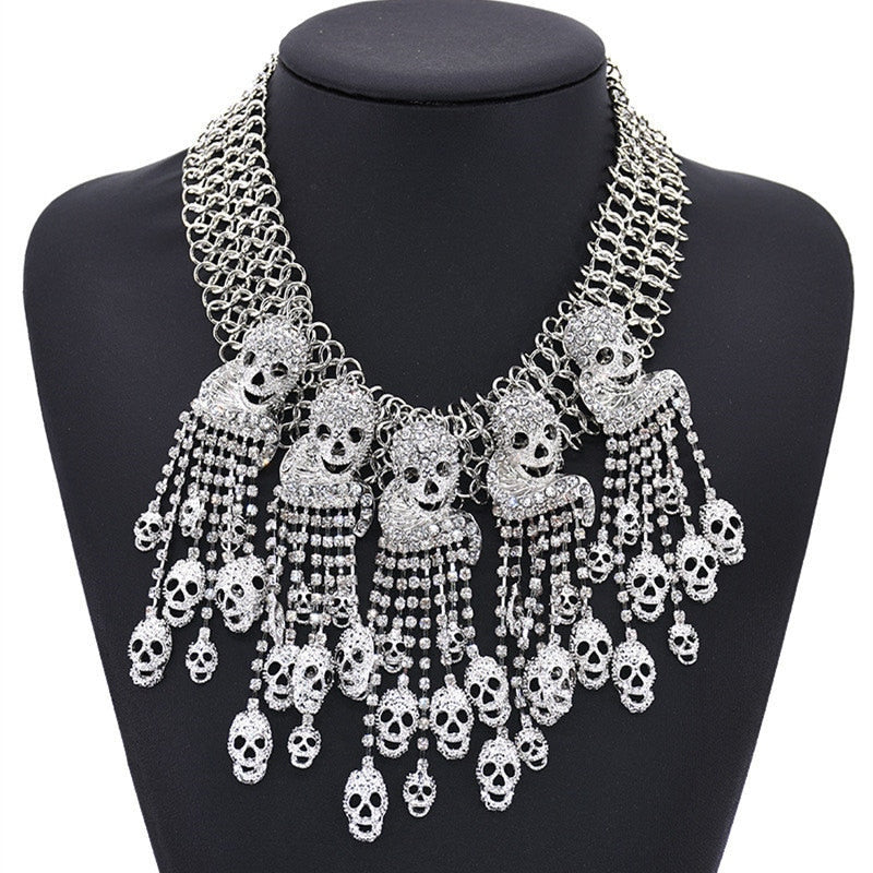 LZHLQ 2021 Necklace Skeleton Head Short Chain Female Accessories Collar Skull Necklace Punk Chunky Jewelry Accessories