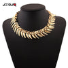 LZHLQ Fish Bone Choker Necklaces Geometric Splice Smooth Thick Metal Necklace Women Plated  Alloy Punk Jewelry Statement