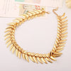 LZHLQ Fish Bone Choker Necklaces Geometric Splice Smooth Thick Metal Necklace Women Plated  Alloy Punk Jewelry Statement