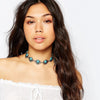 LZHLQ Gypsy Style Design Choker Necklace Women Jewelry Alloy Inlaid Synthetic Blue Stone Ladies Temperament Collar
