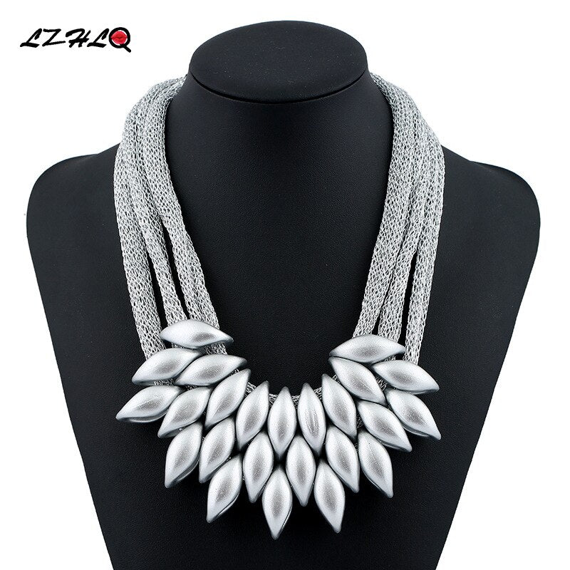 LZHLQ 2022 Pendant Necklace Women Trendy Jewelry Cloth Woven Chain Statement Necklaces Plastic Pendants For Gift