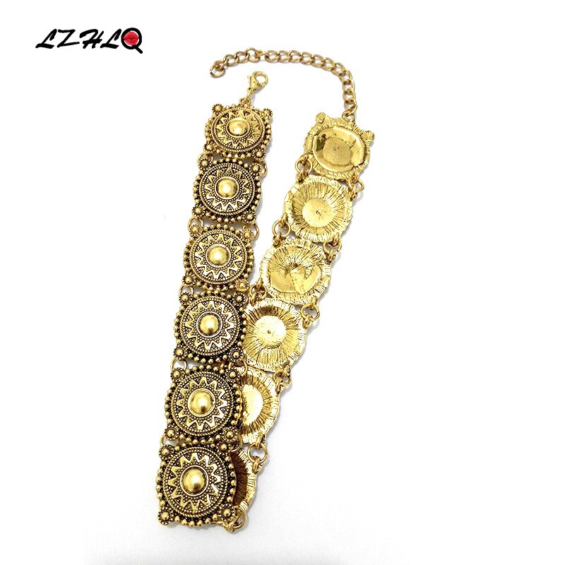 LZHLQ Vintage Carving Round Necklaces 2021 Women Short Choker Maxi Punk Torques Jewelry  Plated Metal Alloy Necklace