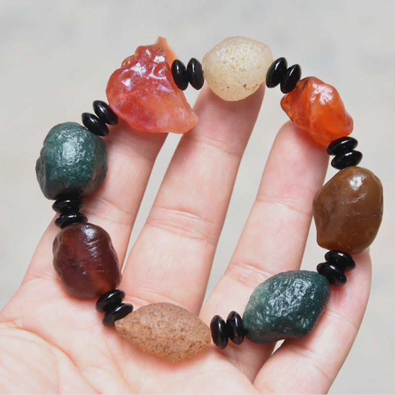 La Shan Gobi Natural Agate Rough Stone - Hand String Bracelet 22x18 MM