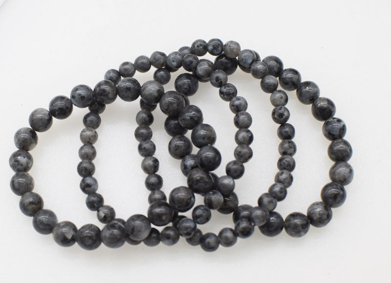 Labradorite black round 6/8/10mm bracelet 7.5inch   beads nature