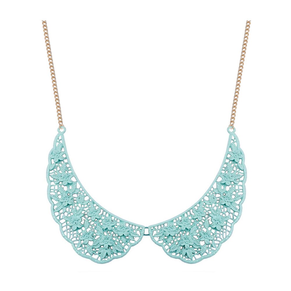 Lace Charm Necklace Vintage Steampunk Necklace Blue Lace Painted Necklace Popular Jewelry Factory Direct