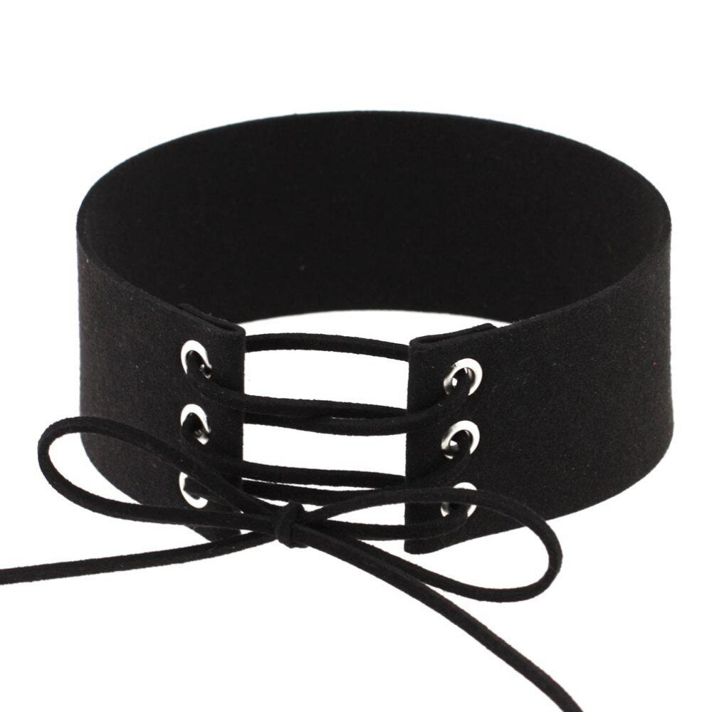 Lace Up Choker Black Velvet Choker Necklace Women Gothic Chokers Neck Boho Jewelry  Harajuku Big Chunky Necklace Collier