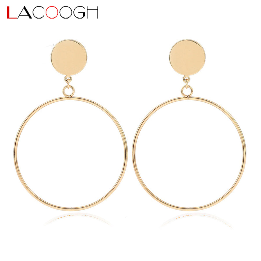 2020 New Trendy Bohemia Alloy Round Hoop Earrings for Women Fashion Gold Color Statement Earrings Fashion Jewelry