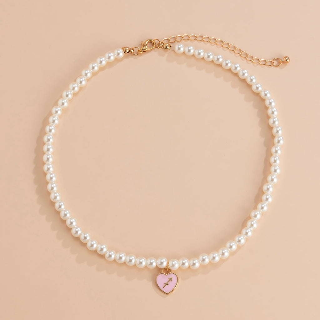 Lacteo 12 Constellation Y2K Colorful Painted Pendant Necklace Jewelry For Women Harajuku Imitation Pearls Collor Chain Necklace