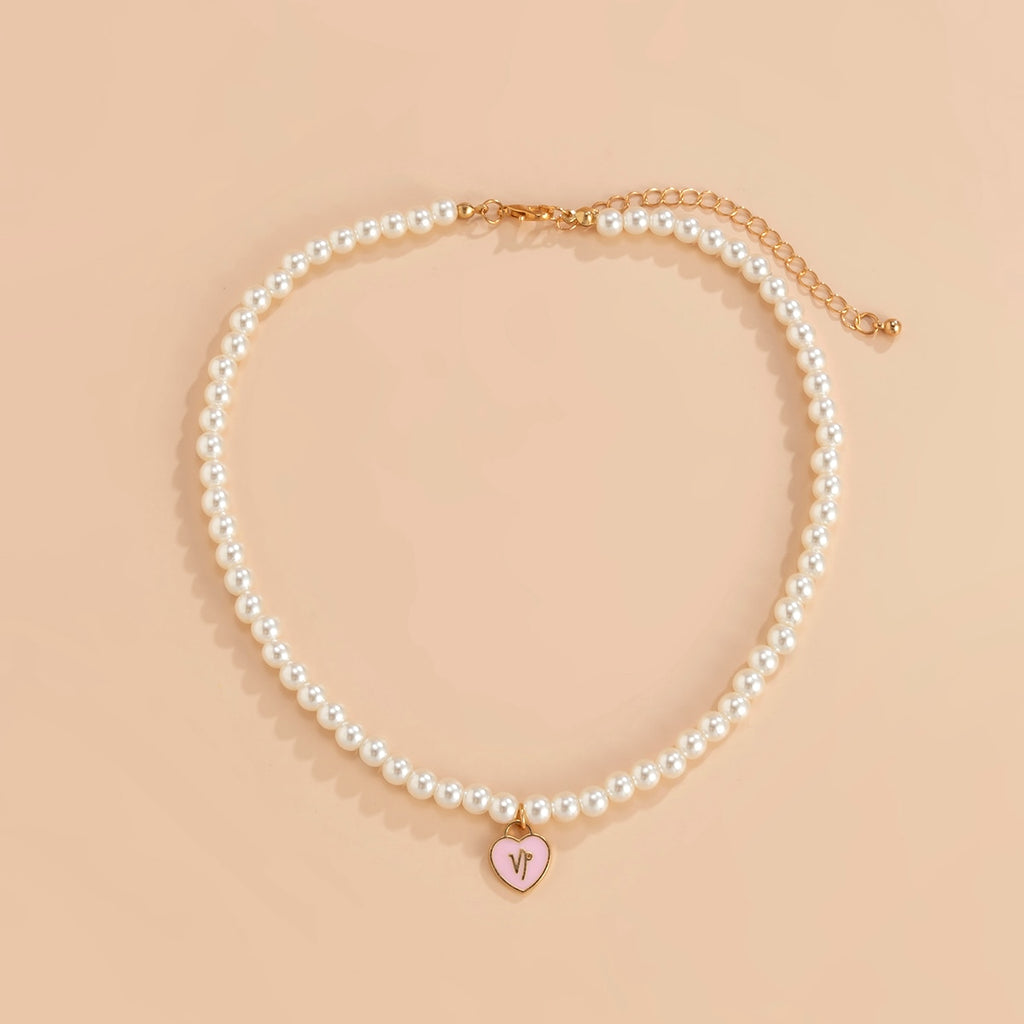 Lacteo 12 Constellation Y2K Colorful Painted Pendant Necklace Jewelry For Women Harajuku Imitation Pearls Collor Chain Necklace