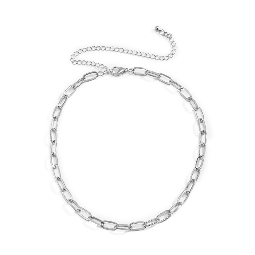 Lacteo 2 Style Simple Minimalist Lock Pendant Necklace For Women HipHop Cross Aluminum Chain Choker Necklace Jewelry Accessories