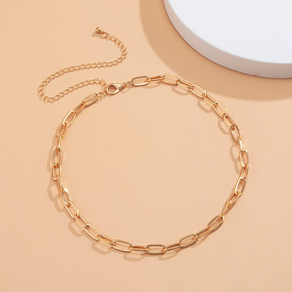 Lacteo 2 Style Simple Minimalist Lock Pendant Necklace For Women HipHop Cross Aluminum Chain Choker Necklace Jewelry Accessories