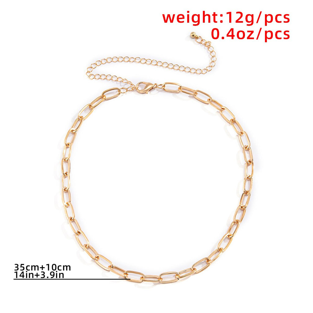 Lacteo 2 Style Simple Minimalist Lock Pendant Necklace For Women HipHop Cross Aluminum Chain Choker Necklace Jewelry Accessories