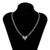 Lacteo 2021 Bling Rhinestone Love Heart Pendant Necklace Simple Minimalist Metal Choker Necklace Jewelry for Women
