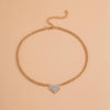 Lacteo 2021 Bling Rhinestone Love Heart Pendant Necklace Simple Minimalist Metal Choker Necklace Jewelry for Women