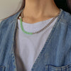 Lacteo 2021 Trendy Natural Stone Asymmetric Metal Chain Choker Necklace Hip Hop Heart Shape Pendant Necklace For Women