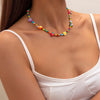 Lacteo 2022 INS Trendy Rainbow Color Beeds Clavicle Chain Choker Necklace Acrylic Fruit Flower Jewelry Charm Necklace