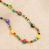 Lacteo 2022 INS Trendy Rainbow Color Beeds Clavicle Chain Choker Necklace Acrylic Fruit Flower Jewelry Charm Necklace