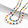 Lacteo 2Pcs/Set Y2K Candy Rainbow Color Choker Necklace Jewelry For Men and Women Bohemian Resin Acrylic Beeds Clavicle Necklace