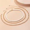 Lacteo 3 Pcs/Set Vintage Imitation Pearls Clavicle Choker Necklace For Women Exaggerated Double Layer Aluminum Chain Necklace