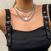 Lacteo 3Pc/Set Neo Gothic Silver Color Lock Pendant Necklace For Women Men Hip Hop Imitation Pearl Chain Choker Necklace Jewelry