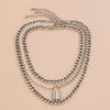 Lacteo 3Pc/Set Neo Gothic Silver Color Lock Pendant Necklace For Women Men Hip Hop Imitation Pearl Chain Choker Necklace Jewelry