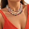 Lacteo 4 Pcs/Set Y2K Resin Flower Fruit Letter Choker Necklace Bohemian Rainbow Coloful Beads Chain Charm Necklace