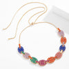 Lacteo Bohemian Colorful Irregular Rhinestone Choker Necklace For Women Steampunk Sliding Adjustable Long Chain Jewelry Necklace