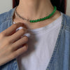 Lacteo Bohemian Natural Stone Asymmetric Titanium Steel Clavicle Chain Choker Necklace 2021 Necklace Jewelry Accessories