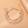 Lacteo Bohemian Rainbow Colorful Acrylic Chain Necklace For Women Trendy Heishi Clay Beads Multi Layered Choker Necklace Jewelry