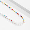 Lacteo Bohemian Rainbow Seed Acrylic Bead Chain Choker Necklace Jewelry Classic Imitation Pearl Clavicle Chain For Women Men Gif