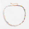 Lacteo Bohemian Rainbow Seed Acrylic Bead Chain Choker Necklace Jewelry Classic Imitation Pearl Clavicle Chain For Women Men Gif
