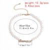 Lacteo Bohemian Shiny Rhinestone Letters Pendant Necklace Jewelry for Women 2022 Imitation Pearl-Chain Choker Necklace