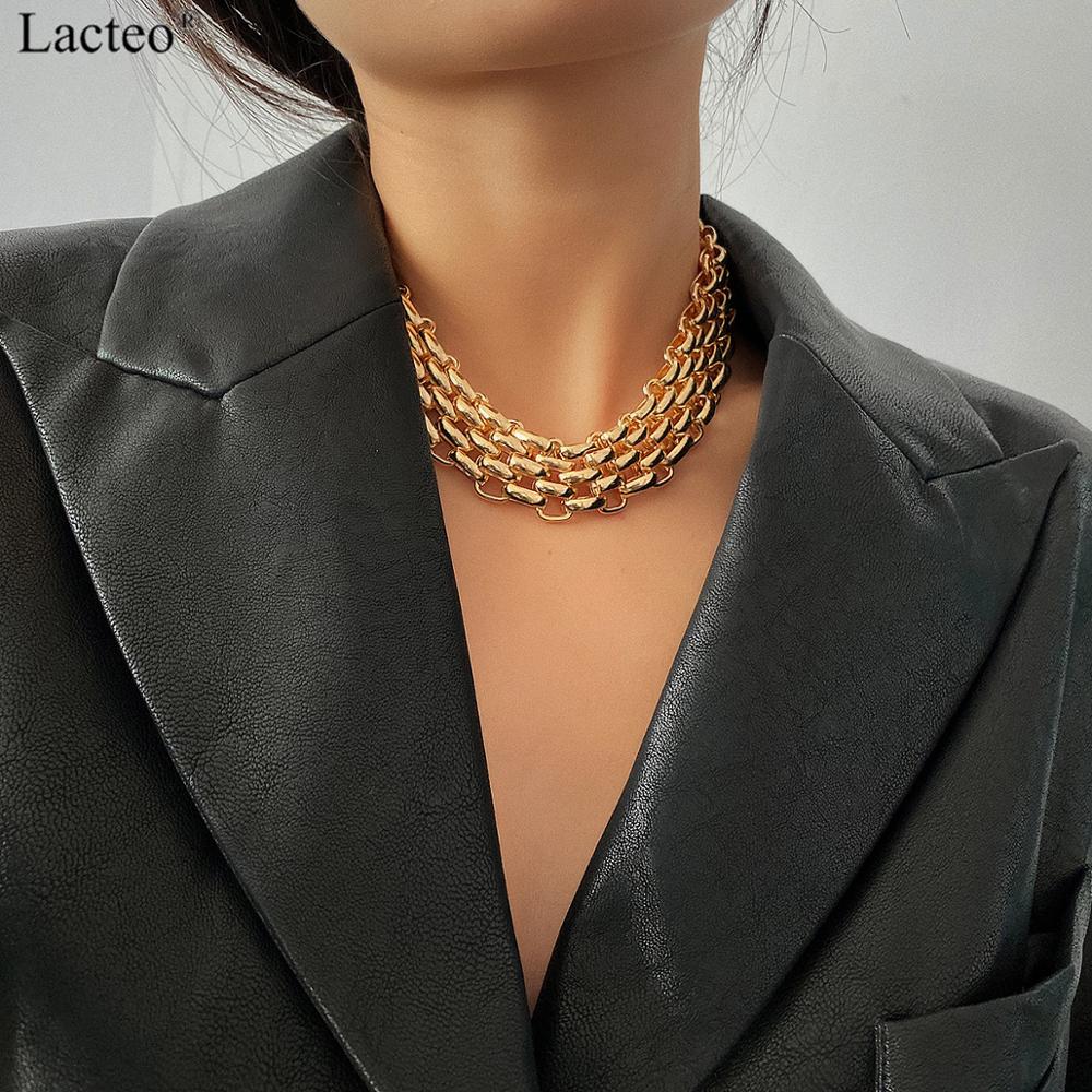Lacteo Exaggerated 3 Multi Layered Twist Cross Chain Choker Necklace Hip Hop Chunky Clavicle Chain Charm Necklace Jewelry Gifts