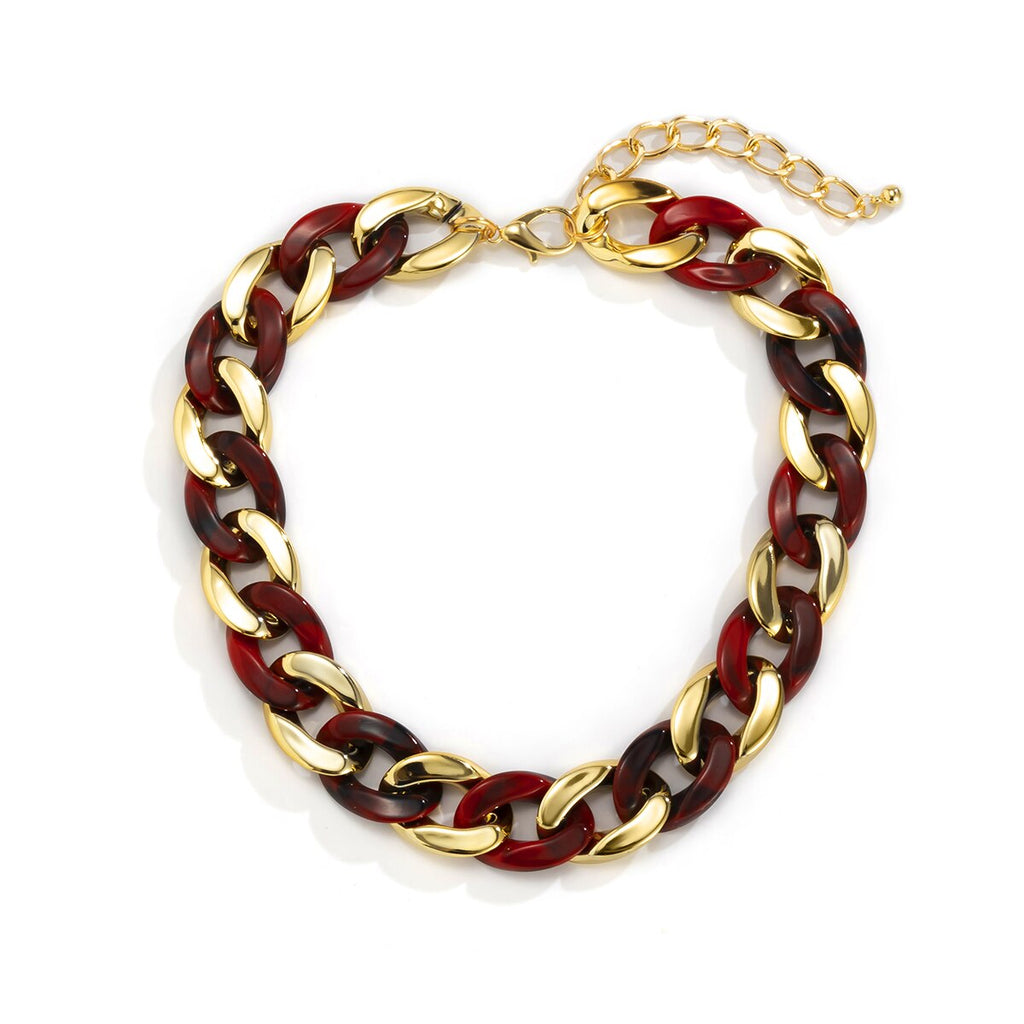 Lacteo Exaggerated Colorful Resin Acrylic Chain Choker Necklace Gothic Thick Chunky CCB Chain For Female Necklace  Jewelry