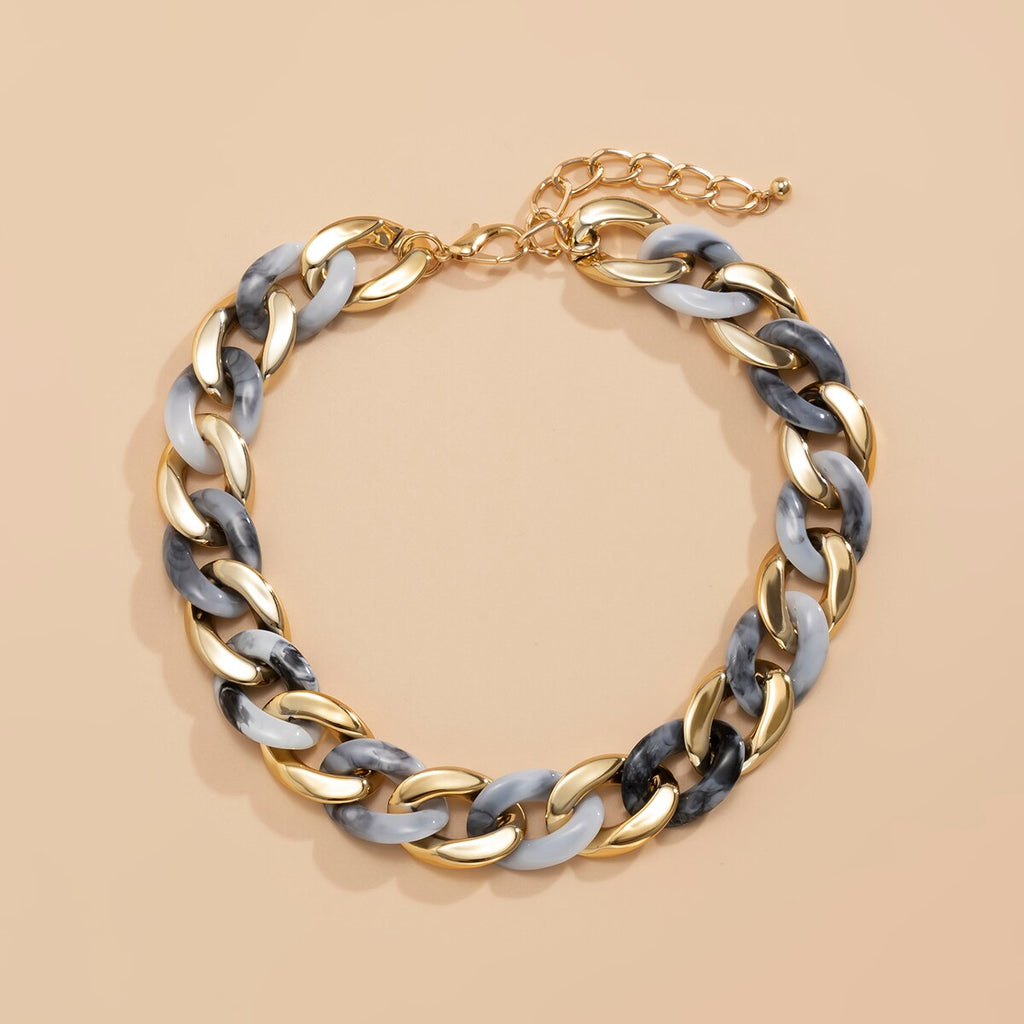 Lacteo Exaggerated Colorful Resin Acrylic Chain Choker Necklace Gothic Thick Chunky CCB Chain For Female Necklace  Jewelry